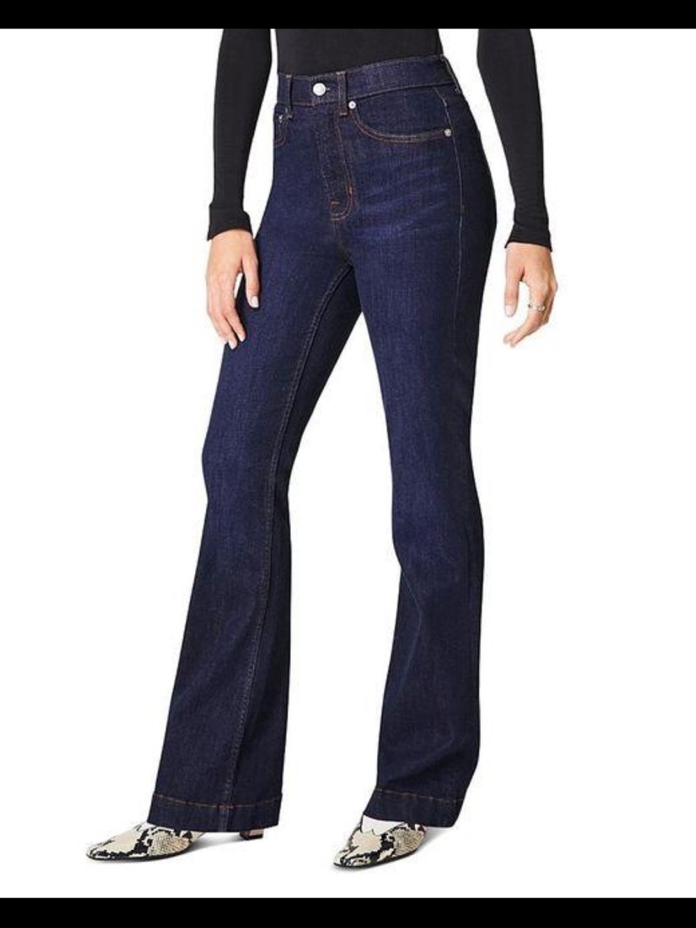 SPANXshape Original EveryWear Flare Jeans 21266Q Large 32.5” Raw Indigo